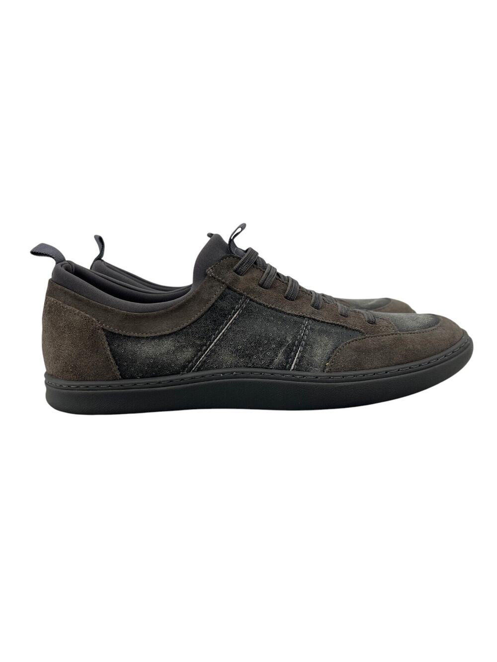 Johnnie-O Shoes Mens 10 Sneaker Grey Authentic‎ Leather Low Top Lace Up Slip On